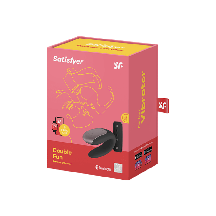 SATISFYER "DOUBLE FUN CONNECT APP", 9,5 СМ, З ДИСТАНЦІЙНИМ КЕРУВАННЯМ