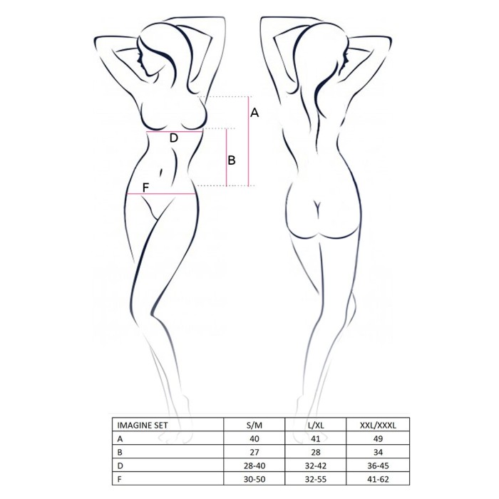 Комплект белья Passion IMAGINE SET OpenBra L/XL, black, лиф - мини-сорочка, трусики с оборками