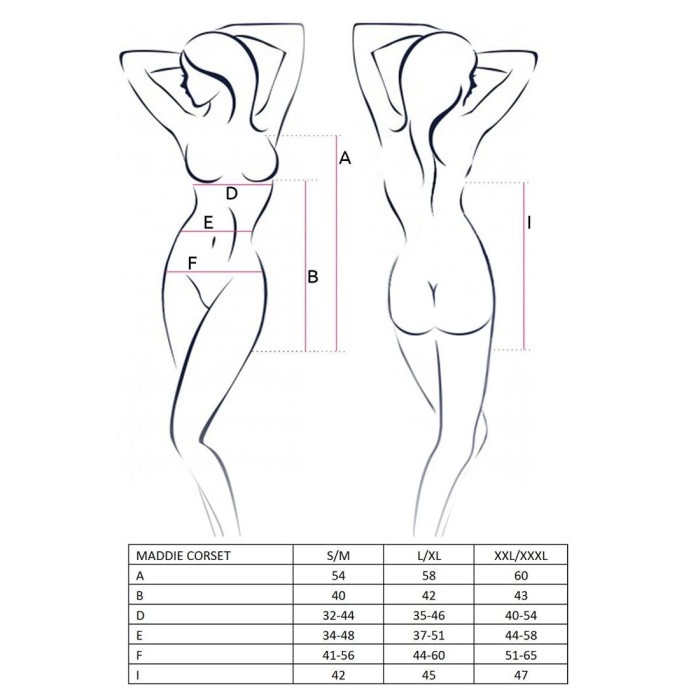 Корсет-сорочка с пажами Passion MADDIE CORSET L/XL, black, трусики