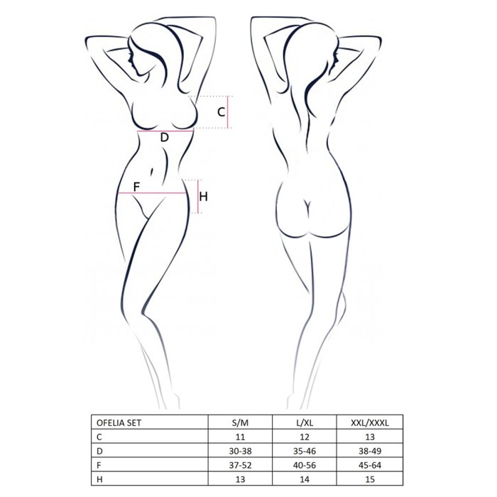 Комплект белья Passion OFELIA SET OpenBra XXL/XXXL, white, стринги, открытый лиф, широкий пояс