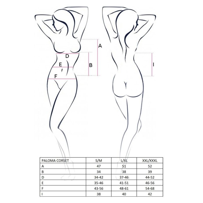 Корсет-сорочка з пажами Passion PALOMA CORSET XXL/XXXL, white, трусики, напівпрозорий