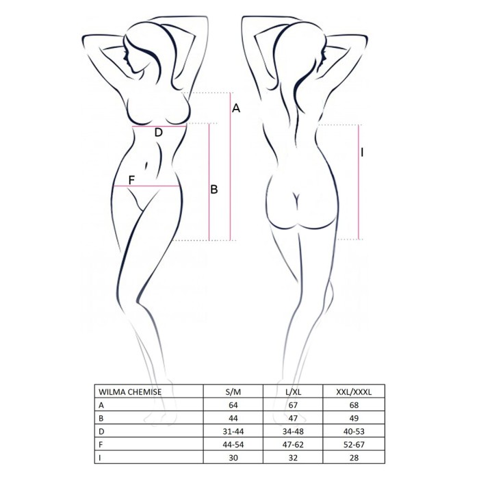 Распродажа!!! Сорочка приталенная с чашечками WILMA CHEMISE black L/XL - Passion, трусики