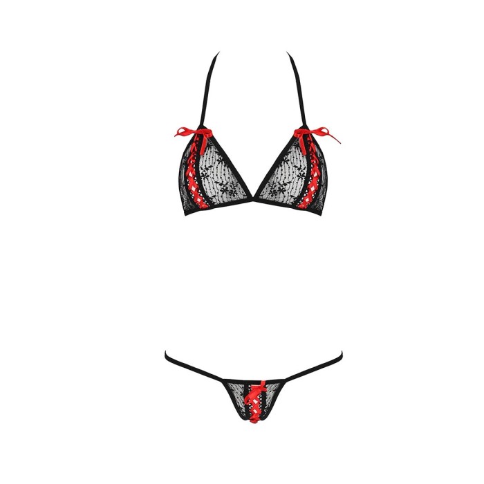 Комплект белья Passion MELISSA BIKINI S/M, black, лиф со шнуровкой и трусики стринги