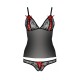 Комплект белья Passion MELISSA SET L/XL, black, лиф-сорочка со шнуровкой и трусики