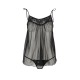 Сорочка прозрачная беби-долл Passion MELANIA CHEMISE XXL/XXXL, black, трусики, на тонких бретелях