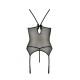 Корсет с пажами Passion MELANIA CORSET XXL/XXXL, black, трусики, полупрозрачный