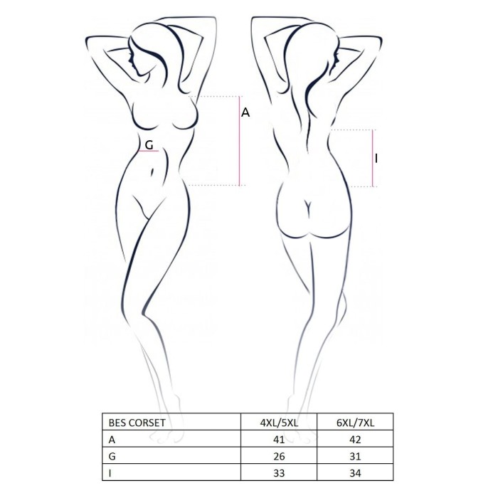 Корсет под латекс с пажами Passion BES CORSET 4XL/5XL, black, стринги, шнуровка
