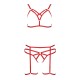 Комплект белья Passion Exclusive MAGALI SET OpenBra XXL/XXXL, red, стрепы, лиф, трусики и пояс