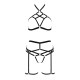 Комплект белья Passion Exclusive MORGAN SET OpenBra XXL/XXXL, black, стрэпы, трусики, лиф, пояс