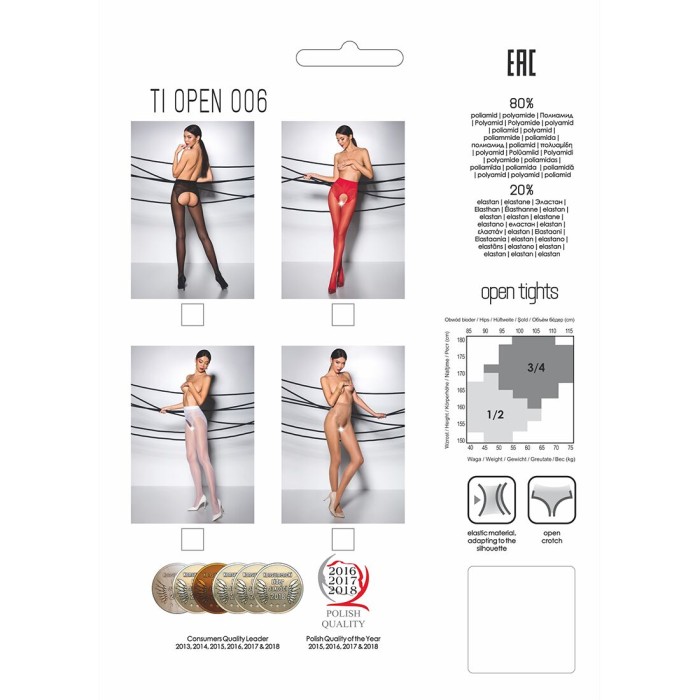Эротические колготки Passion TIOPEN 006 1/2 (30 den), red, с вырезом, имитация трусиков