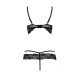 Комплект белья Passion Exclusive SARIA SET OpenBra XXL/XXXL, blac, стрэпы, откртый лиф, стринги