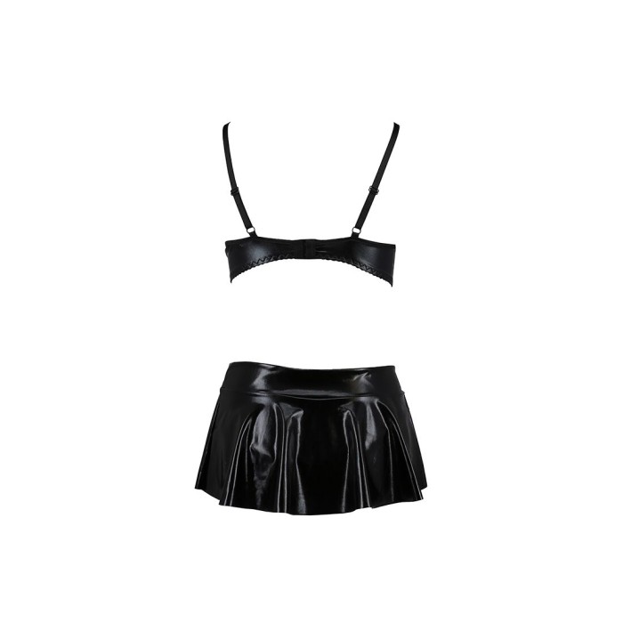 Комплект белья под латекс Passion DEBY SET XXL/XXXL, black, лиф, мини-юбочка, стринги