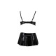 Комплект белья под латекс Passion DEBY SET XXL/XXXL, black, лиф, мини-юбочка, стринги