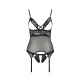 Корсет с открытой грудью Passion DIABOLINA CORSET XXL/XXXL, black, пажи, трусики, полупрозрачный