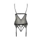Корсет с открытой грудью Passion DIABOLINA CORSET XXL/XXXL, black, пажи, трусики, полупрозрачный