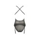 Корсет с декольте Passion ERZA CORSET XXL/XXXL, black, пажи, трусики, полупрозрачный