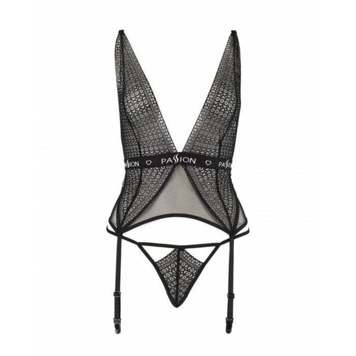 Полупрозрачный корсет Passion Exclusive MIRAJANE CORSET L/XL, black