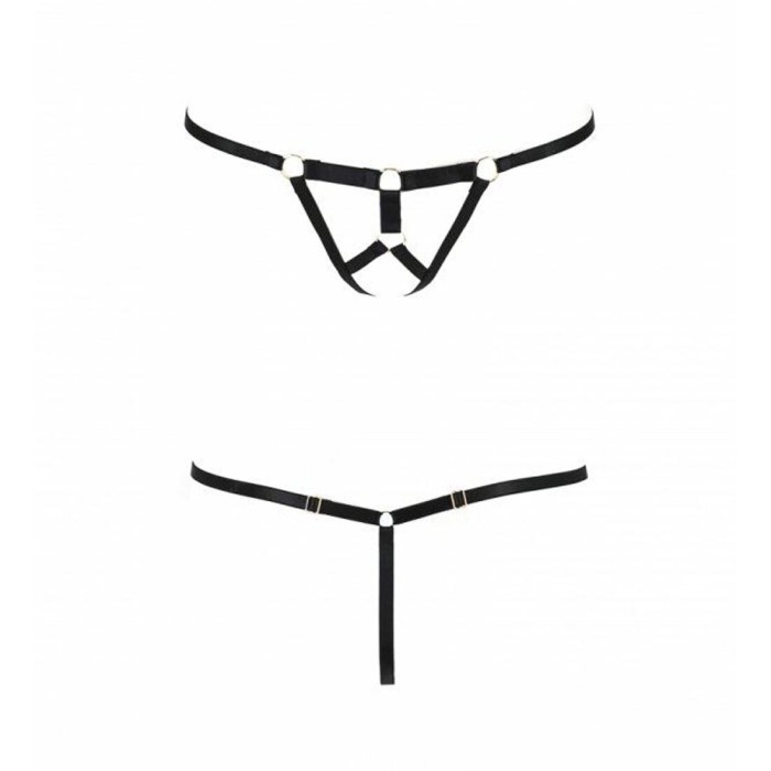 Трусики стринги из стреп Passion Exclusive ARMANDA THONG L/XL, black