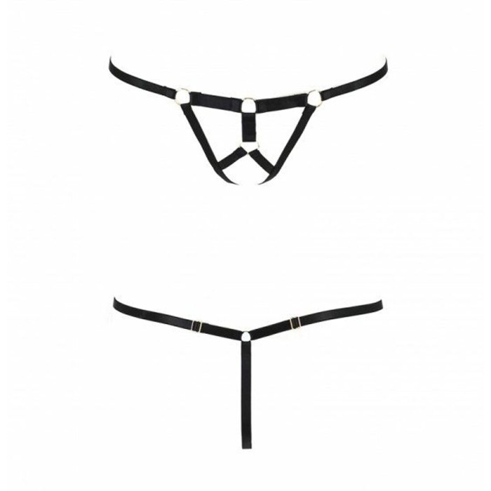 Трусики стринги из стреп Passion Exclusive ARMANDA THONG S/M, black