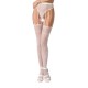 Сетчатые чулки-стокинги Passion S016 One Size, White, имитация ажурного пояса с гартерами