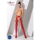 Эротические колготки-бодистокинги Passion S023 One Size, Red, имитация чулок с ромбами и пояском