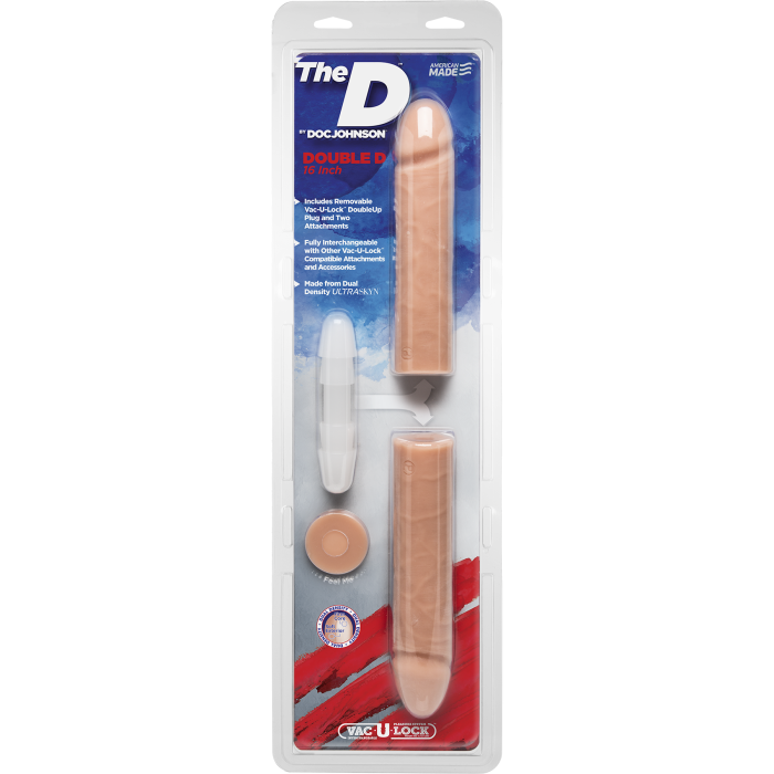 Фалоімітатор подвійний Doc Johnson The D - Double D - 16 Inch - ULTRASKYN, діаметр 4,4 см, Vack-U-Lo