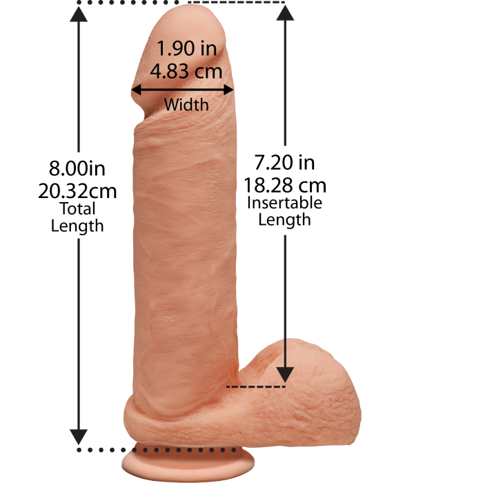 Фаллоимитатор Doc Johnson The D - Perfect D - 8 Inch With Balls - ULTRASKYN, диаметр 5,1см