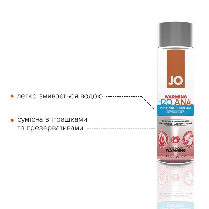 Анальная смазка JO ANAL H2O — WARMING (120 мл) разогревающая, на водной основе