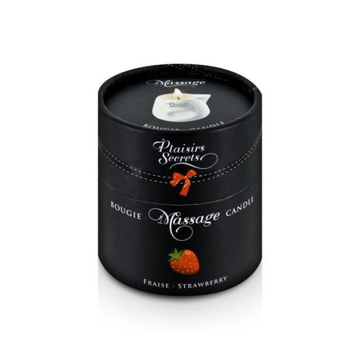 Массажная свеча Plaisirs Secrets Strawberry (80 мл) подарочная упаковка, керамический сосуд