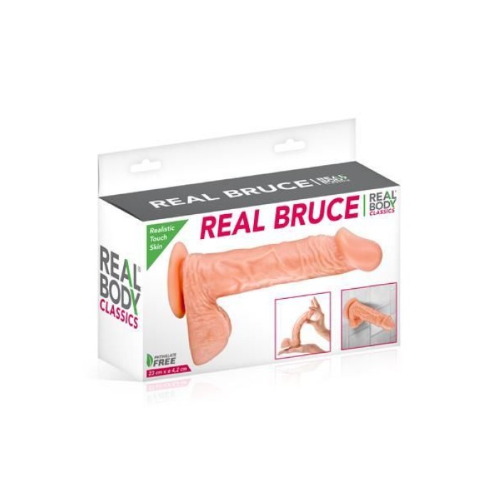 Фалоімітатор на присосці Real Body — Real Bruce Flesh, TPE, діаметр 4,2 см