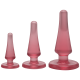 Набор анальных пробок Doc Johnson Crystal Jellies - Pink, макс. диаметр 2см - 3см - 4см