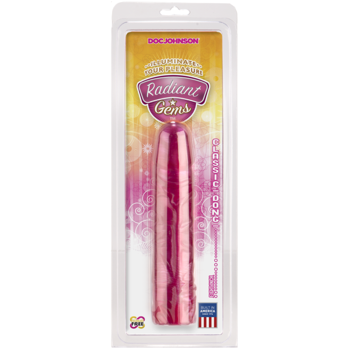 Фаллоимитатор Doc Johnson Radiant Gems 8 Inch Fuchsia, диаметр 4,3см, антибактериальный ПВХ