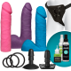 Набір для страпону Doc Johnson Vac-U-Lock Dual Density UltraSKYN Colors Set, діаметр 3х4,5 см