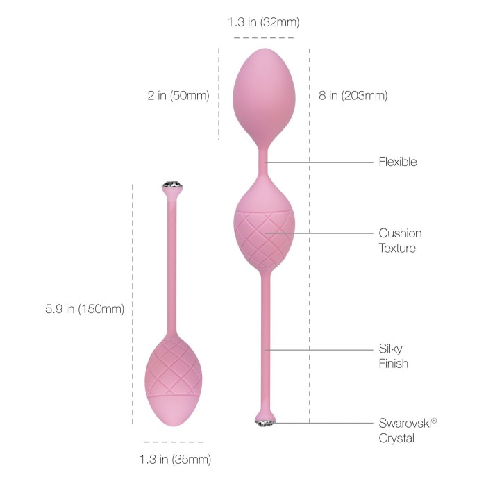 Розкішні вагінальні кульки PILLOW TALK - Frisky Pink з кристалом, діаметр 3,2 см, вага 49-75гр