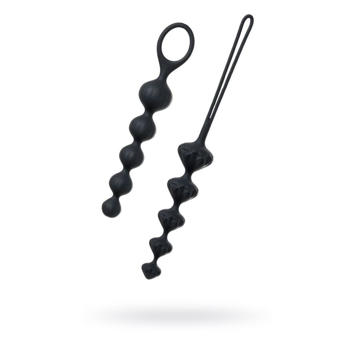 Набор анальных бус Satisfyer Beads Black, силикон, макс. диаметр 3,3 см и 3,5 см
