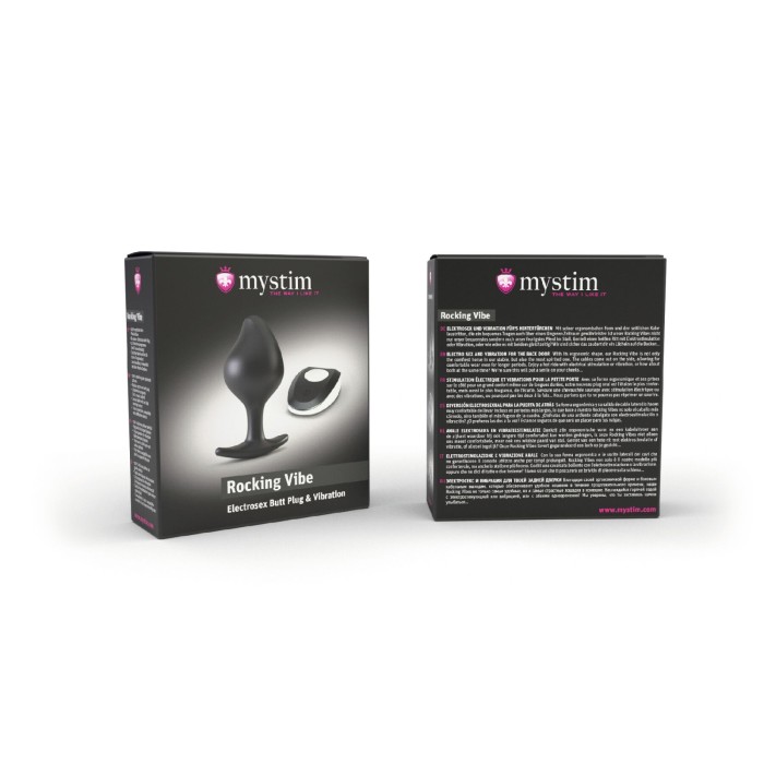 Силиконовая анальная пробка Mystim Rocking Vibe с вибрацией и пультом для электростимулятора, 3,7 см