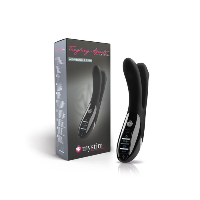 Вибратор двойной с электростимуляцией Mystim Tingling Aparte eStim Black, миостимулятор