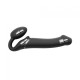 Безремневой страпон с вибрацией Strap-On-Me Vibrating Black M, диаметр 3,8см, пульт ДУ, регулируемый