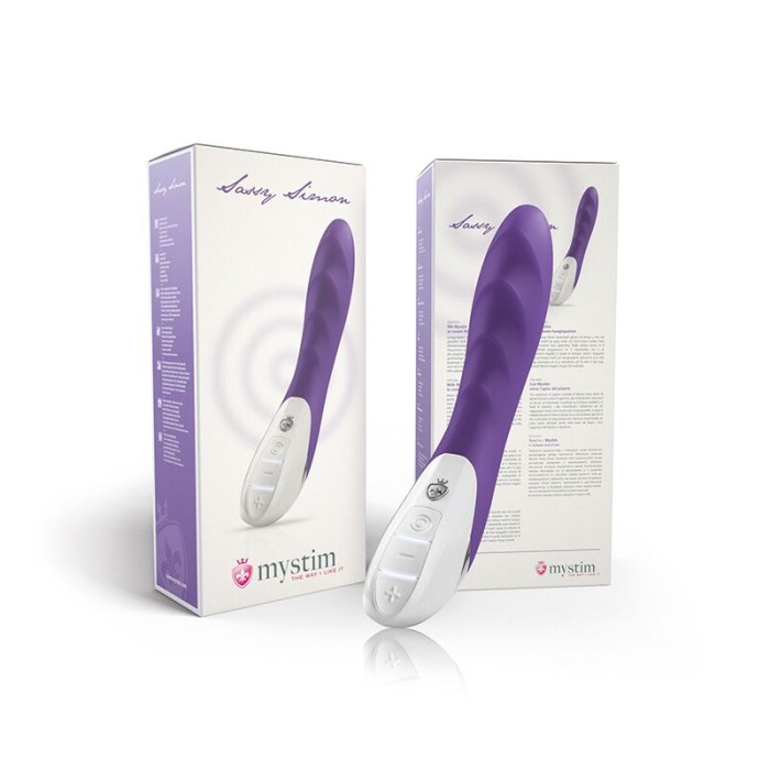 Мощный вибратор Mystim Sassy Simon Purple с двумя моторами и стимулирующим рельефом