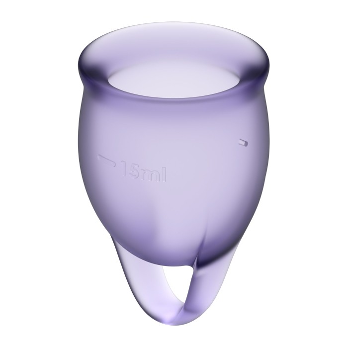 Набор менструальных чаш Satisfyer Feel Confident (lila), 15мл и 20мл, мешочек для хранения