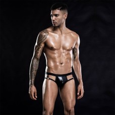 Лаковые мужские трусы с открытой попкой, One Size Black