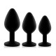Набір силіконових анальних пробок із кристалом Rianne S: Booty Plug Set Black, діаметр 3,2см, 3,5см, 4,2см