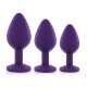 Набір силіконових анальних пробок із кристалом Rianne S: Booty Plug Set Purple, діаметр 3,2см, 3,5см, 4,2см