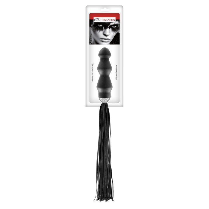 Флоггер с ручкой - анальным плагом Fetish Tentation Whip with Plug Handle
