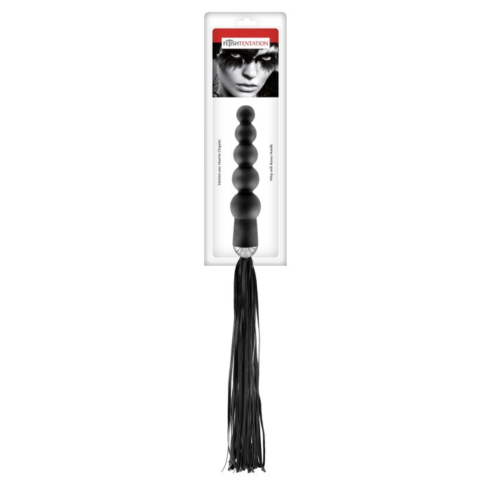 Флоггер с ручкой - анальными бусами Fetish Tentation Whip with Rosary Handle
