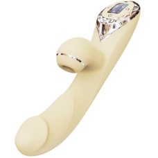 Вакуумний вібратор-кролик з підігрівом KISSTOY A-King Pro Yellow, з LED-екраном