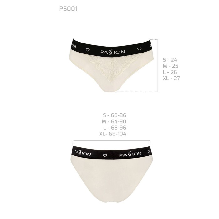 Трусики с широкой резинкой и кружевом Passion PS001 PANTIES L, ecru