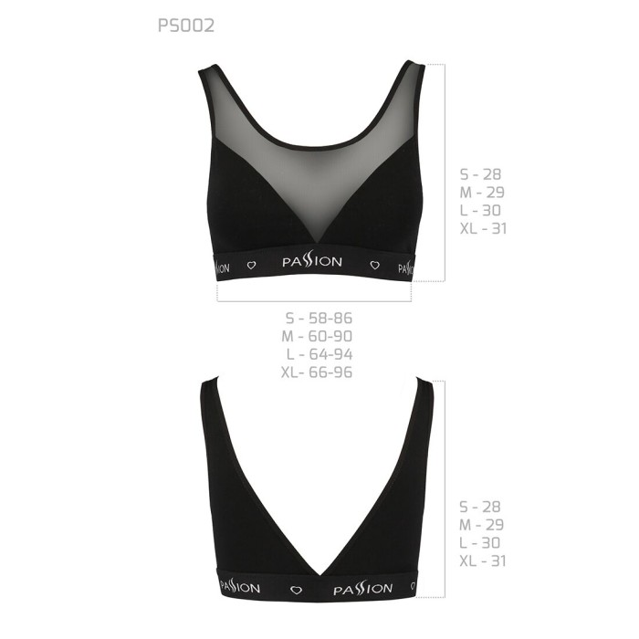 Топ с прозрачной вставкой Passion PS002 TOP XL, black