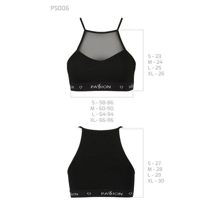 Спортивный топ с прозрачной вставкой Passion PS006 TOP S, black