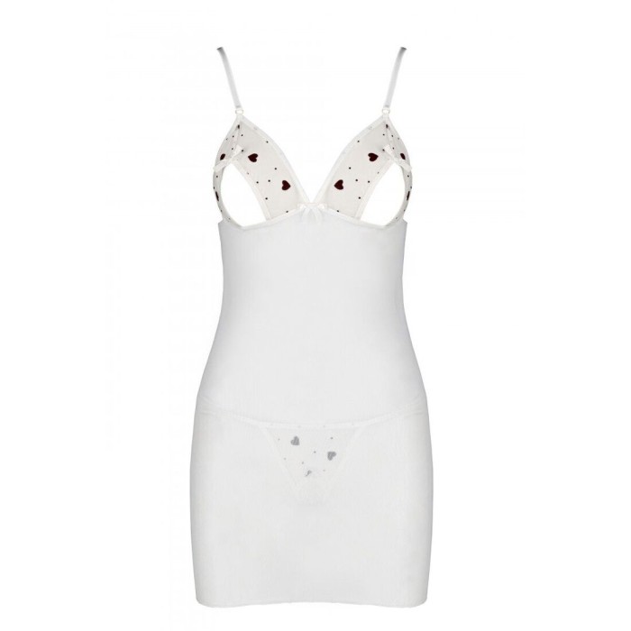 Сорочка с вырезами на груди, стринги Passion LOVELIA CHEMISE L/XL, white